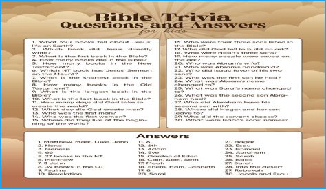 200 Bible Trivia Questions And Their Answers